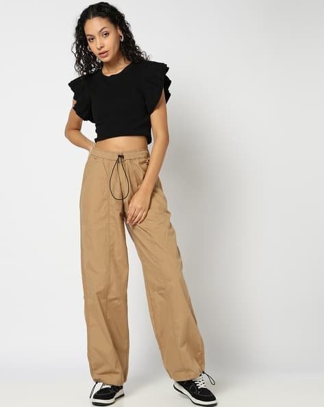 Yousta - Women Straight Fit High-Rise Trousers