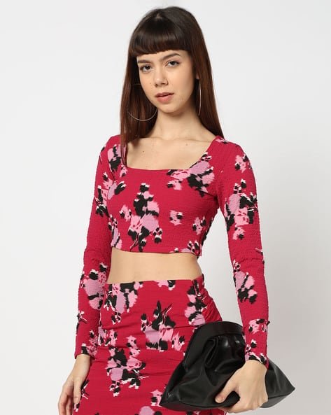 Yousta - Women All-Over Print Slim Fit Crop Top