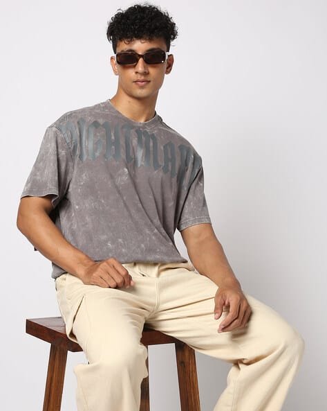 Yousta - Crew Neck Relaxed Fit Acid Wash T-Shirt