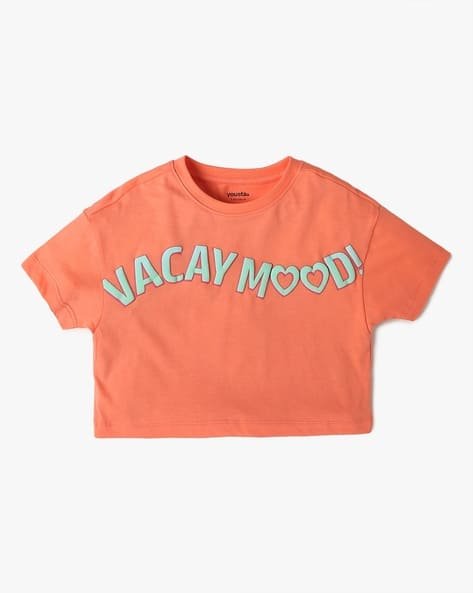 Yousta Kids - Girls Printed Relaxed Fit Round-Neck T-Shirt