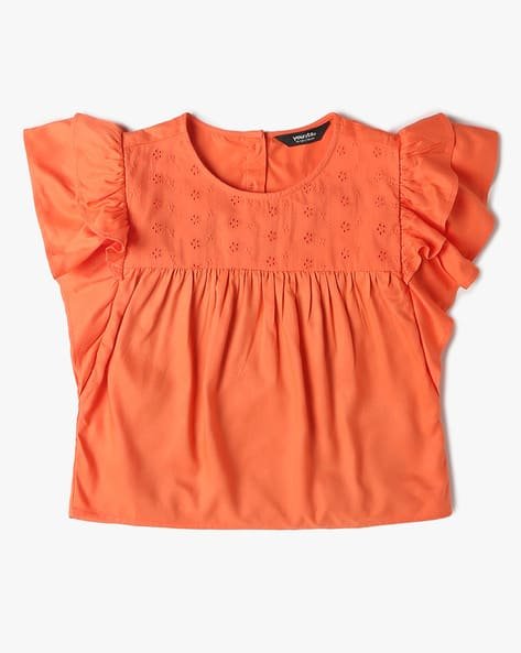 Yousta Kids - Girls Schiffli Embroidered Relaxed Fit Top