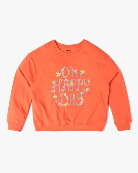 Yousta Kids - Girls Typographic Print Regular Fit Sweatshirt
