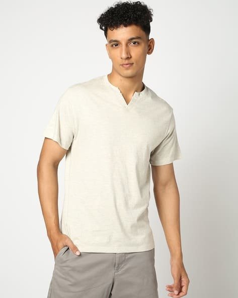 Yousta - Men Heathered Regular Fit Henley T-Shirt