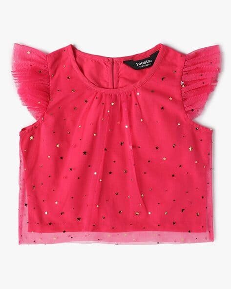 Yousta Kids - Girls Foil Print Round-Neck Top