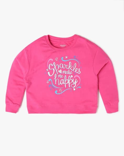 Yousta Kids - Girls Typographic Print Relaxed Fit Sweatshirt