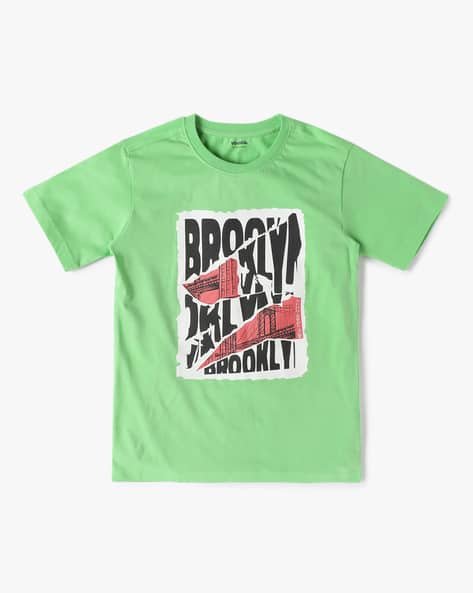 Yousta Kids - Boys Typographic Print Regular Fit Crew-Neck T-Shirt