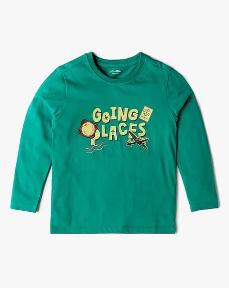 Yousta Kids - Boys Typographic Print Relaxed Fit Crew-Neck T-Shirt