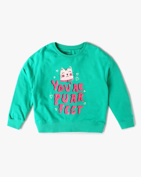 Yousta Kids - Girls Typographic Print Regular Fit Sweatshirt