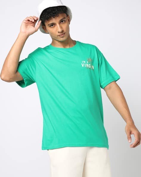 Yousta - Men Placement Print Relaxed Fit Crew-Neck T-Shirt