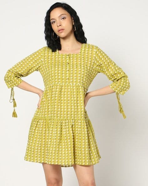 Yousta - Women Geometric Print Tiered Dress