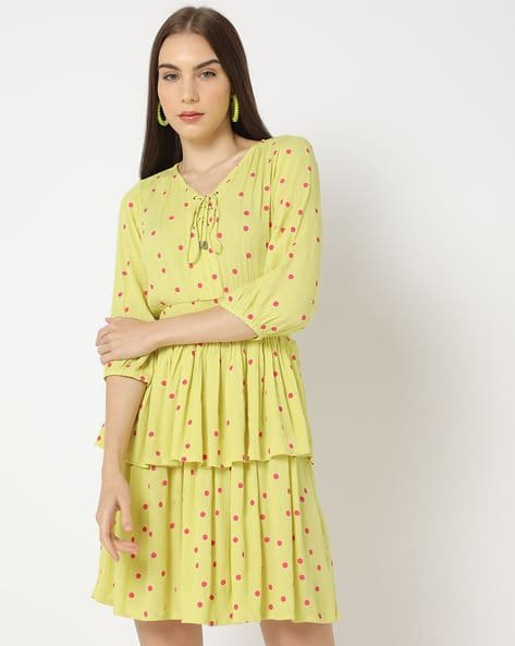 Yousta - Women Polka-Dot Print Fit & Flare Dress