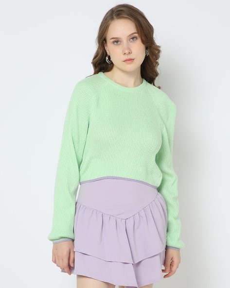 Yousta - Women Ribbed Round-Neck Pullover