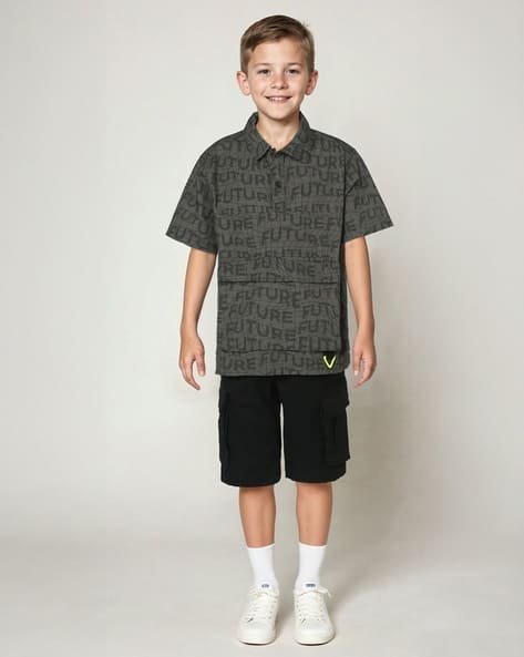 Yousta Kids - Boys Typographic Print Slim Fit Shirt