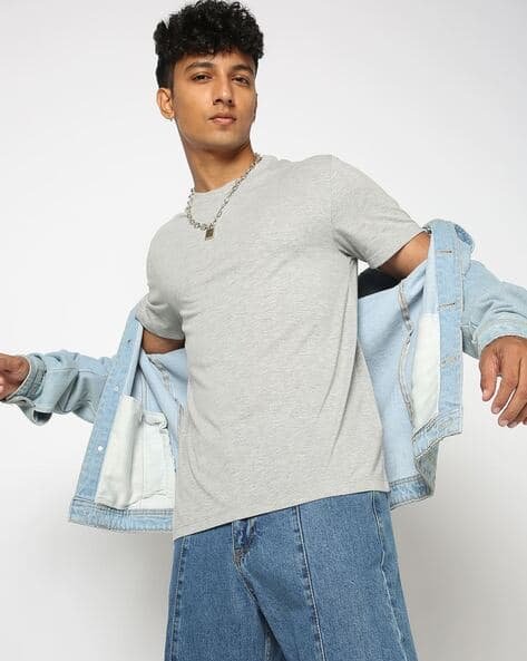 Yousta - Men Heathered Regular Fit Crew-Neck T-Shirt