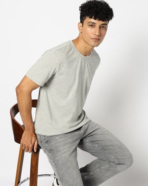 Yousta - Men Heathered Regular Fit Crew-Neck T-Shirt