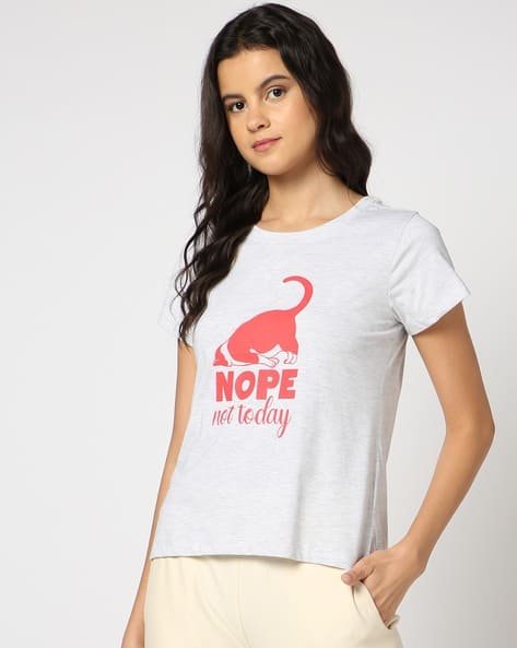 Yousta - Women Graphic Print Regular Fit Crew-Neck T-Shirt