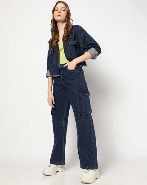 Yousta - Women Loose Fit High-Rise Cargo Jeans