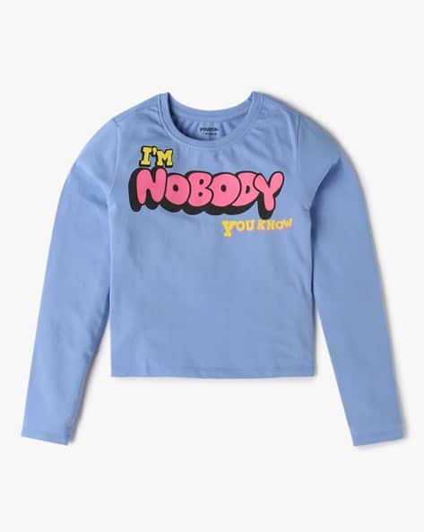 Yousta Kids - Girls Typographic Print Relaxed Fit Crew-Neck T-Shirt