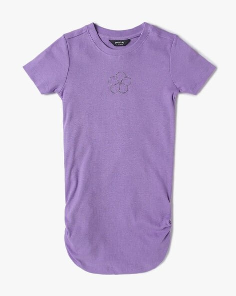 Yousta Kids - Girls Floral Embellished T-Shirt Dress