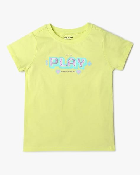 Yousta Kids - Girls Core Typographic Print Relaxed Fit Round-Neck T-Shirt