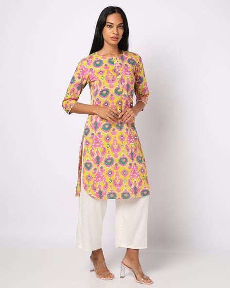 Yousta - Women Floral Print Straight Kurta with Insert Pocket
