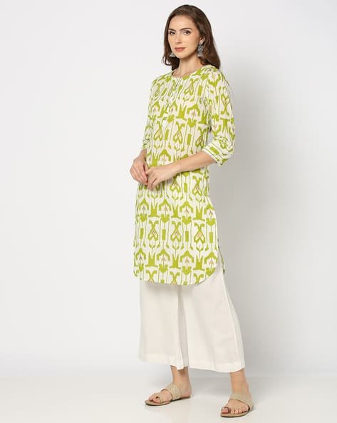 Yousta - Women Ikat Print Straight Kurta with Insert Pocket