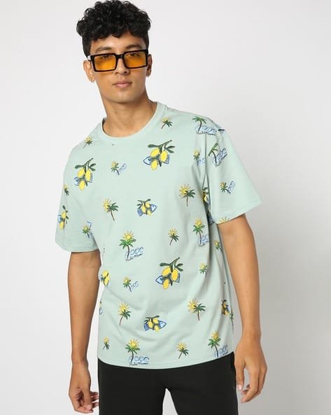 Yousta - Men Printed Relaxed Fit Crew-Neck T-Shirt