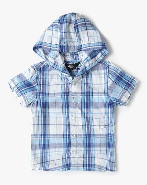 Yousta Kids - Boys Checked Regular Fit Hooded Shirt