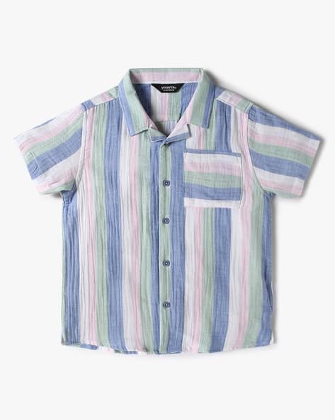Yousta Kids - Boys Striped Boxy Fit Cotton Shirt with Patch Pocket