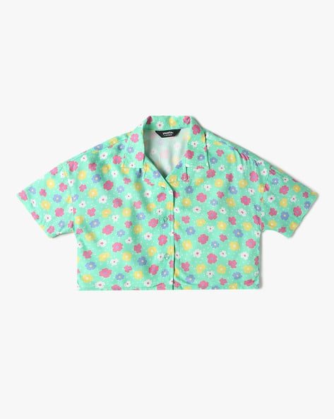 Yousta Kids - Girls Floral Print Boxy Fit Shirt