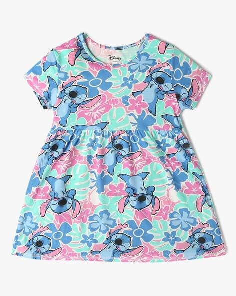 Yousta Kids - Girls Lilo & Stitch Print Relaxed Fit A-Line Dress