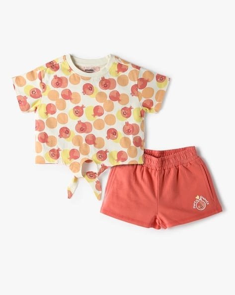 Yousta Kids - Girls Printed T-Shirt & Shorts Set