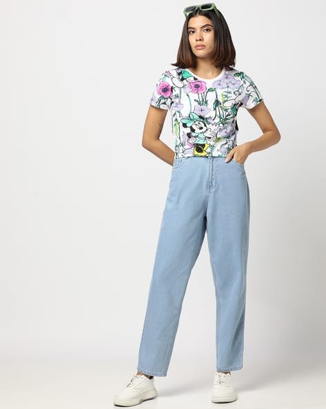 Yousta - Women Mickey Mouse Print Regular Fit Round-Neck T-Shirt