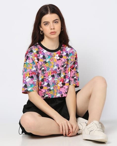 Yousta - Women Minnie Mouse Print Oversized Fit T-Shirt