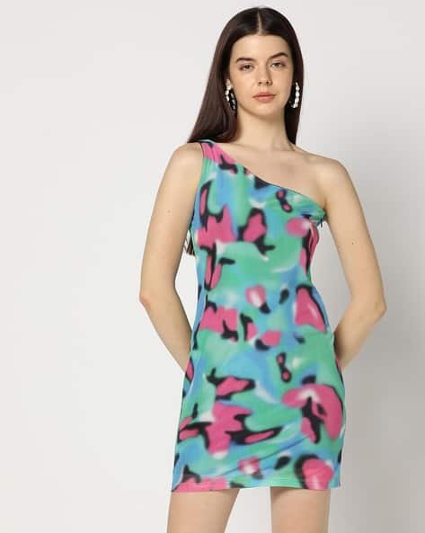 Yousta - Women Printed One-Shoulder Bodycon Dress