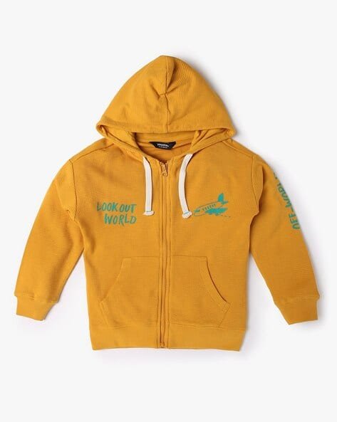 Yousta Kids - Boys Typographic Print Zip-Front Hoodie