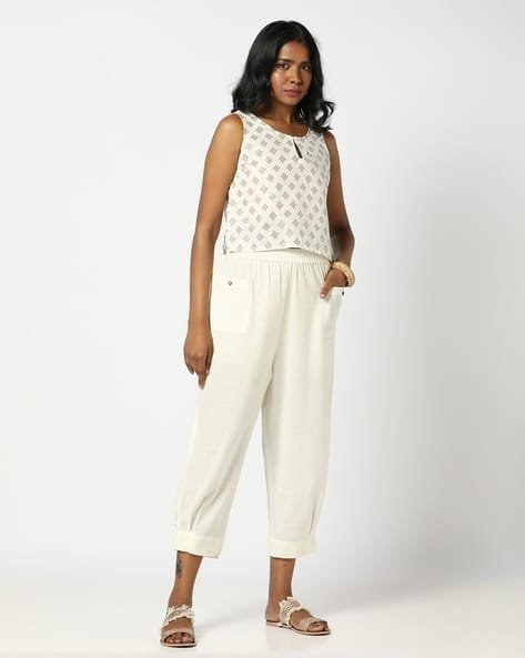 Yousta - Women Slim Fit Pants with Patch Pockets