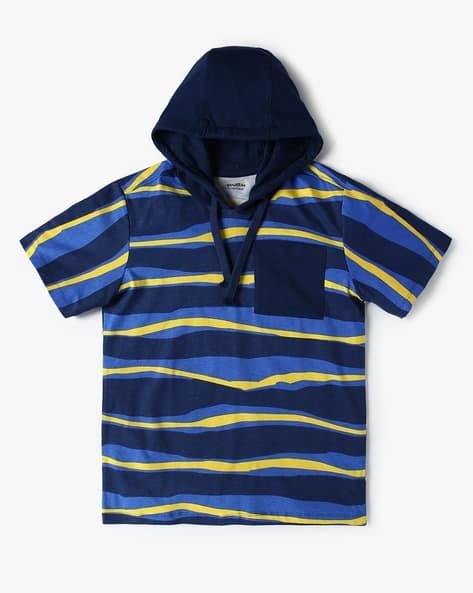 Yousta Kids - Boys Striped Relaxed Fit Hooded T-Shirt