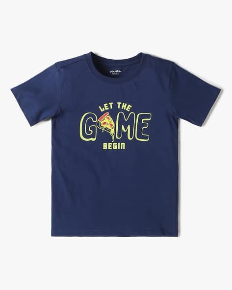 Yousta Kids - Boys Typographic Print Regular Fit Crew-Neck T-Shirt