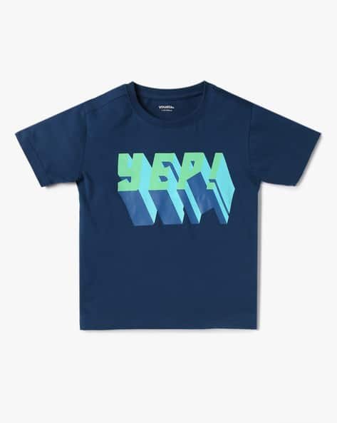 Yousta Kids - Boys Typographic Print Regular Fit Crew-Neck T-Shirt