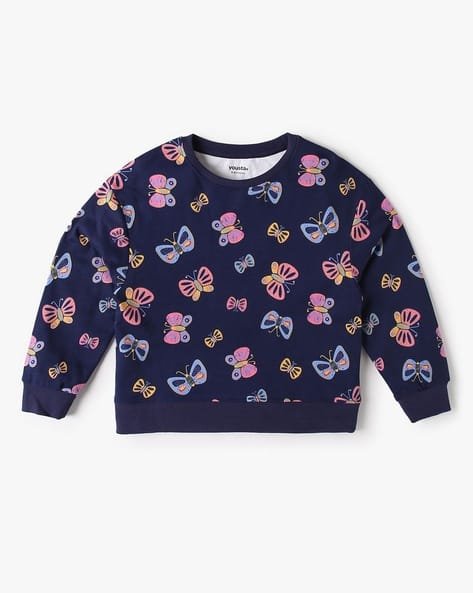 Yousta Kids - Girls Butterfly Print Regular Fit Sweatshirt