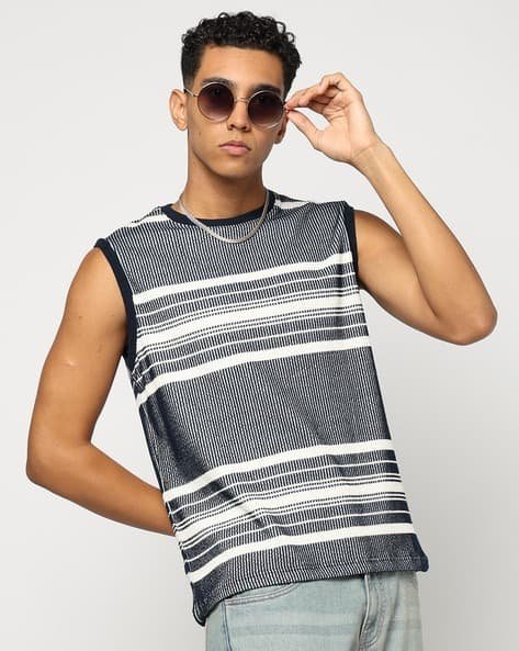 Yousta - Men Striped Regular Fit Crew-Neck T-Shirt