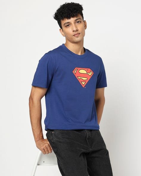 Yousta - Men Superman Print Regular Fit Cotton Crew-Neck T-Shirt