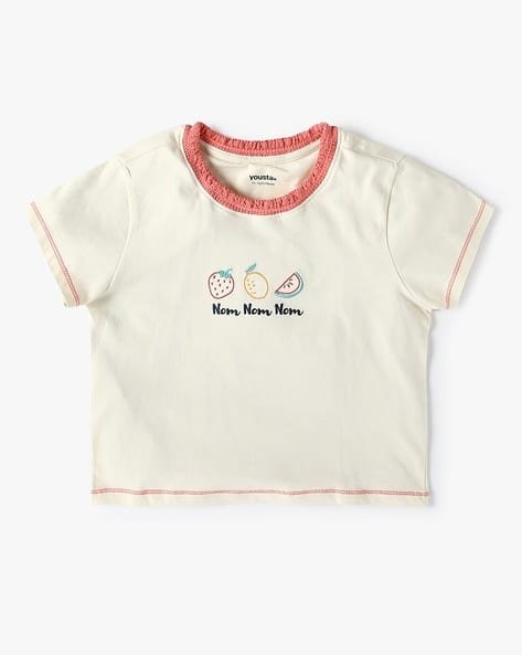 Yousta Kids - Girls Graphic Print Regular Fit Crew-Neck T-Shirt