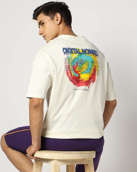 Yousta - Men Printed Oversized Fit Crew-Neck T-Shirt