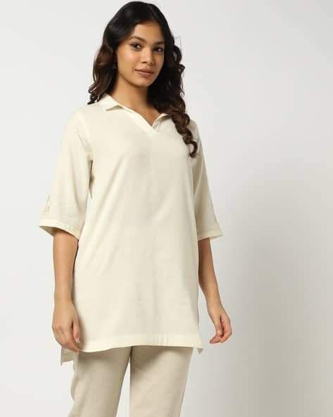 Yousta - Women Embroidered High-Low Hem Straight Kurta
