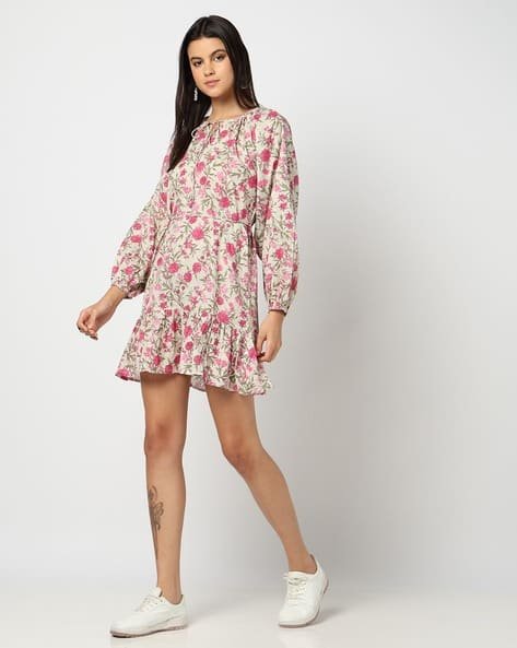 Yousta - Women Floral Print Fit & Flare Dress