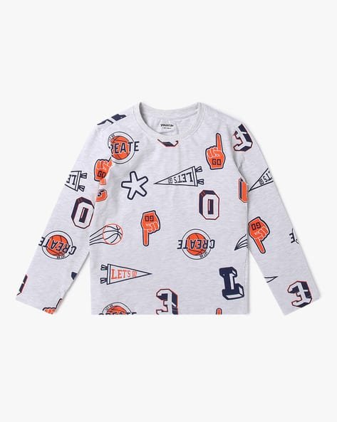 Yousta Kids - Boys Core All-Over Print Relaxed Fit Round-Neck T-Shirt