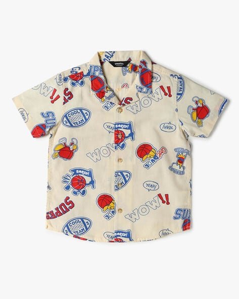 Yousta Kids - Boys Typographic Print Boxy Fit Shirt