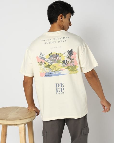 Yousta - Men Graphic Print Relaxed Fit Crew-Neck T-Shirt